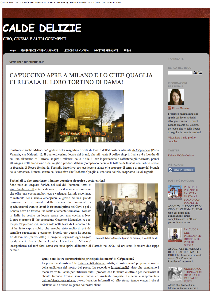 Calde Delizie 
Dicembre 2013