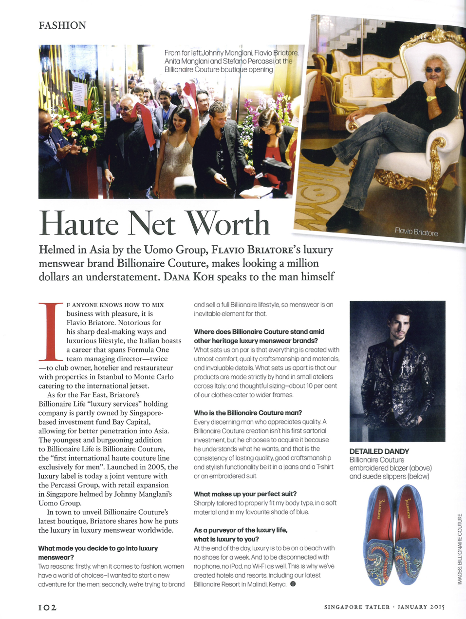 Singapore Tatler
Gennaio 2015